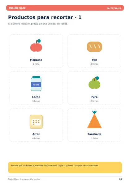 Página real del bono: Productos para recortar